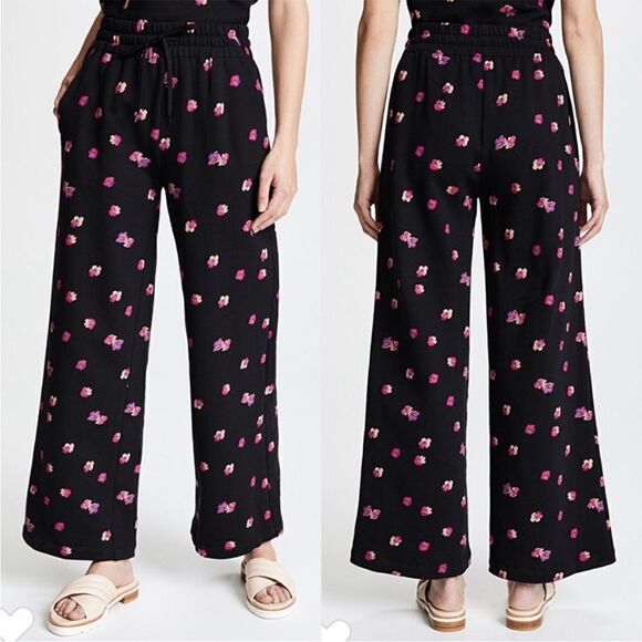 Rebecca Taylor Floriana Floral Wide Leg Sweatpants Small - Picture 4 of 11